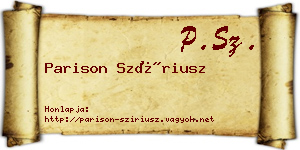 Parison Szíriusz névjegykártya